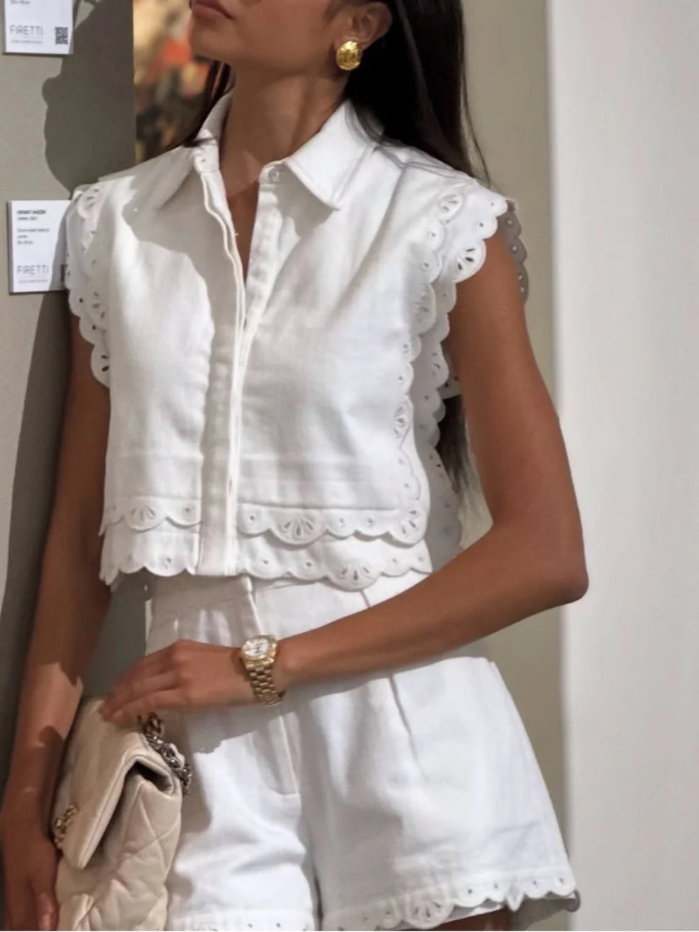 Vita Grace Nyla Cutwork Embroidery
Denim Top | White - - Picture 2 of 7